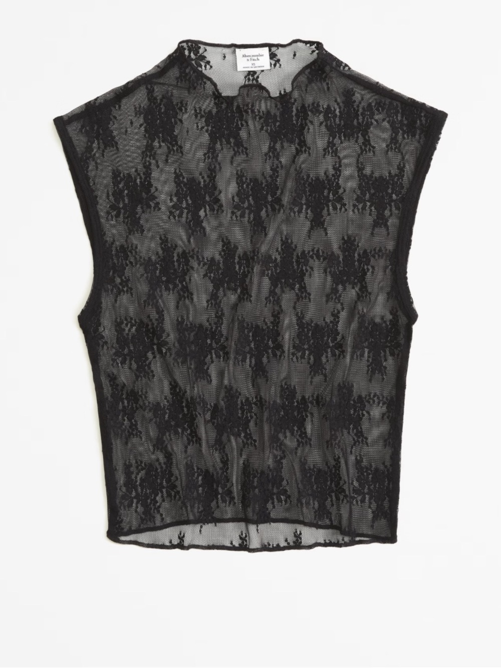 NWT Abercrombie Lace Paloma Mock Neck Tank Top - Black Medium
